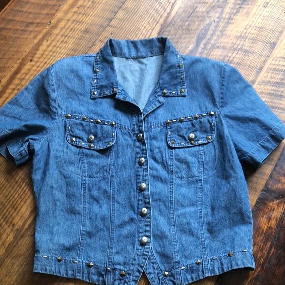 Tops - Vintage Denim Bedazzled Jeweled Shirt